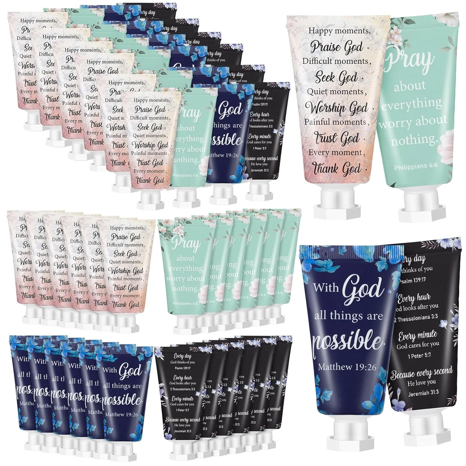 48 Pcs Christian Hand Cream Bulk for Women Mothers Day Church Gifts in Bulk Bible Travel Hand Lotion for Dry Hands Bible Verse Hand Lotion for Mom Grandma Holiday mothers day Gift