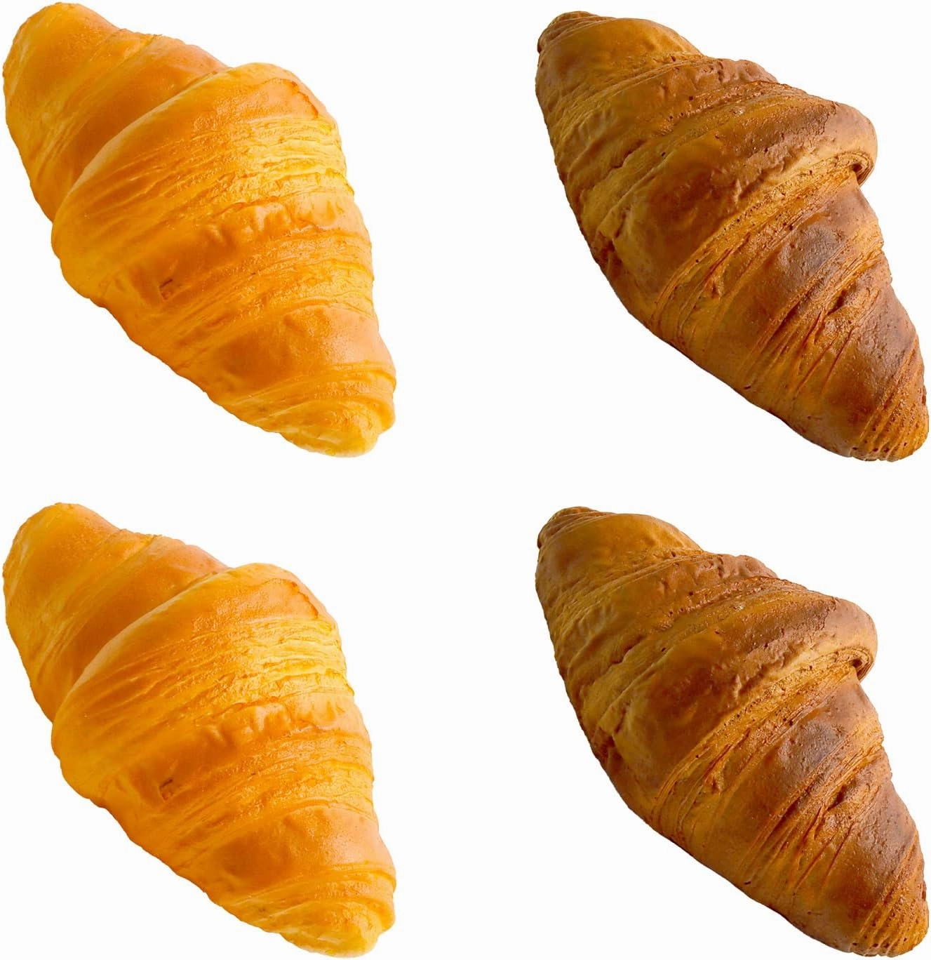 4 Pcs Artificial Croissant Rolls Simulation PU Fake Bread Realistic Food Bread Decoration Model Kitchen Photo Props