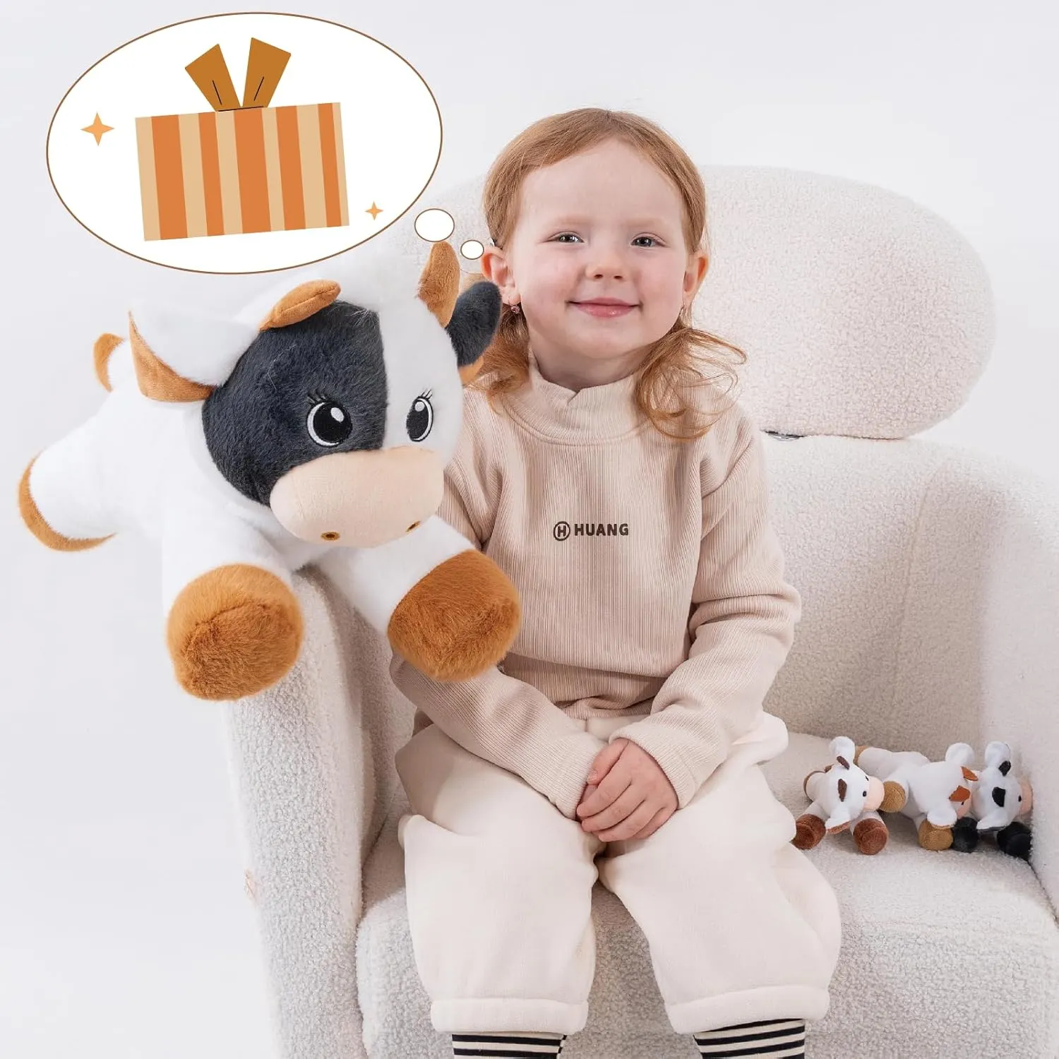 4Pcs Cow Stuffed Animals, Mommy Cow with Babies Inside, Soft Farm Plush Toys, Giant Weighted Stuffed Animals for Adults, Gifts for Boys Girls on Birthday Children's Day Christmas(19.5" 3.3lbs)