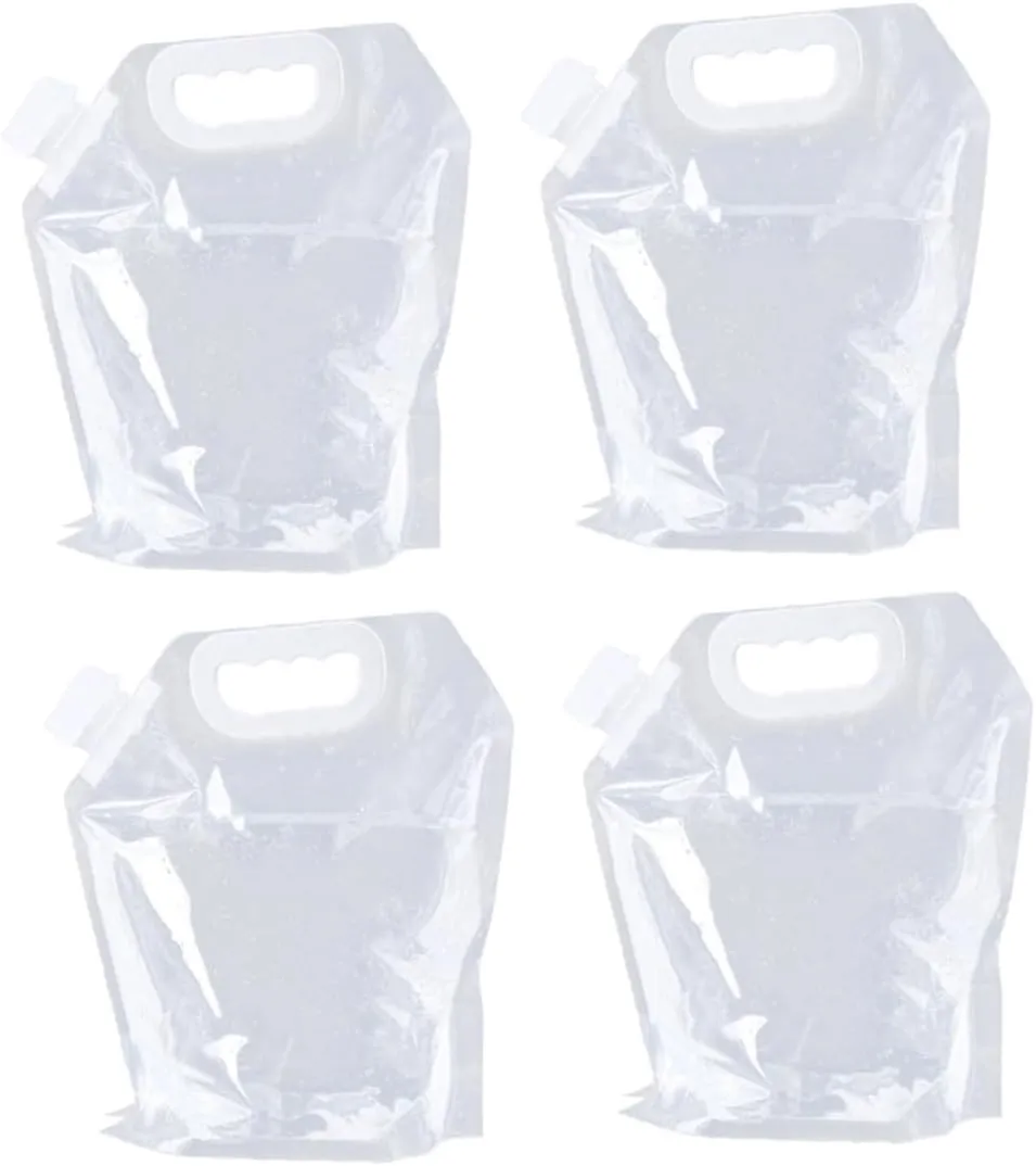 4pcs Portable Outdoor Water Storage Bucket Transparent Water Container for Hiking Camping Fishing Travel Lightweight Space-saving Design