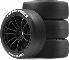 4PCS 1:10 RC Drift Tires OD2.5'' 12mm Hex RC Wheels and Tires Smooth Surface Rubber Tires Fit for 1/10 On-Road Drifting Car Traxxas HSP Tamiya HPI Kyosho (Black)