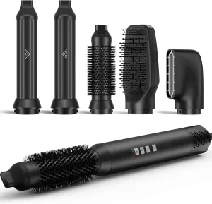 5 in 1 Air Styler, Air Wrap Hair Styler, 1300W Hair Dryer Brush with High-Speed Negative Ionic, Auto-Wrap Curler, Straightening & Hot Air Brush, Blow Dryer Brush for Fast Drying No Heat Damage