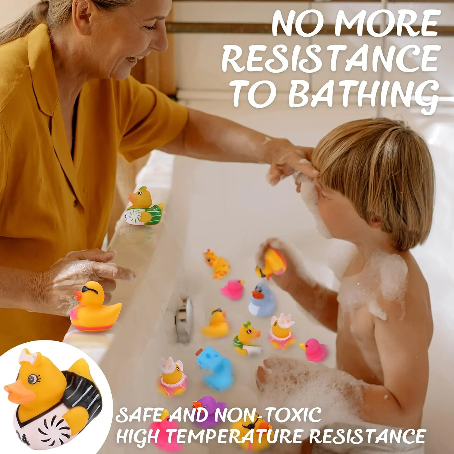 50 Pack Rubber Ducks for Kids Bath Toys and Jeep Ducks for Ducking, Rubber Ducks in Bulk for Kids, Baby Showers Accessories, Birthday Gifts and Summer Pool Party