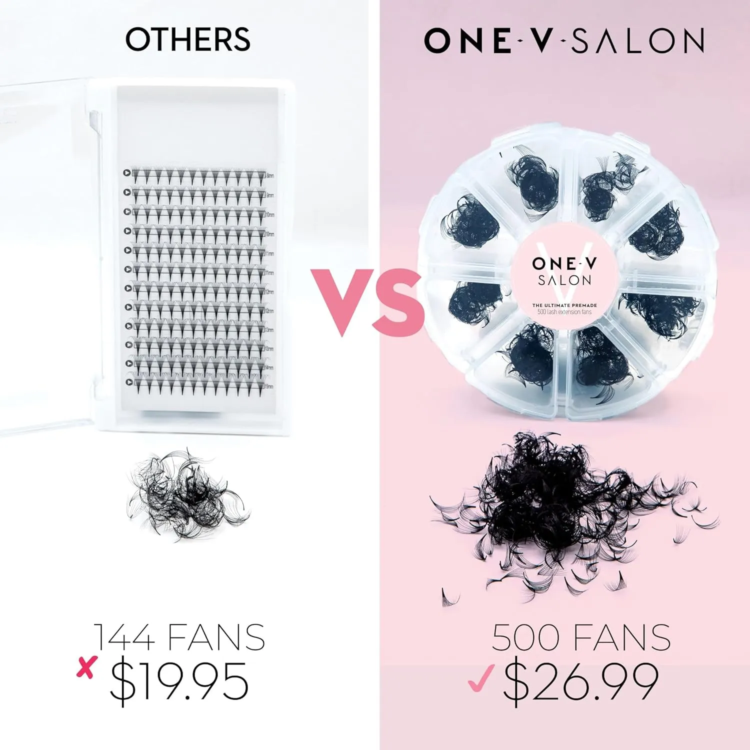500 Loose Premade Fans Eyelash Extensions, D Curl Volume Lashes,10D 20D 14D-0.05 Thickness, 9-16mm Fluffy Handmade Fan Mixed Tray