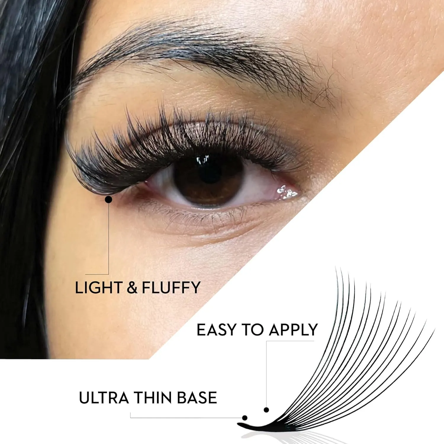 500 Loose Premade Fans Eyelash Extensions, D Curl Volume Lashes,10D 20D 14D-0.05 Thickness, 9-16mm Fluffy Handmade Fan Mixed Tray