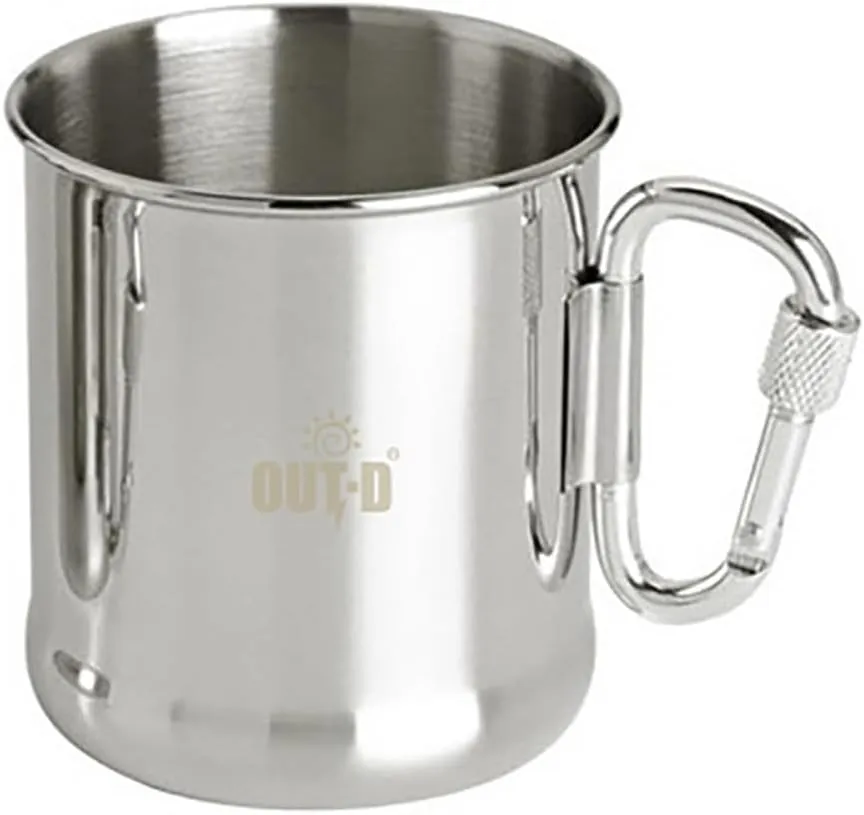 500ml Stainless Steel Camping Mug Outdoor Backpacking Cup with Carabiner Handle for Hiking Camping Traveling