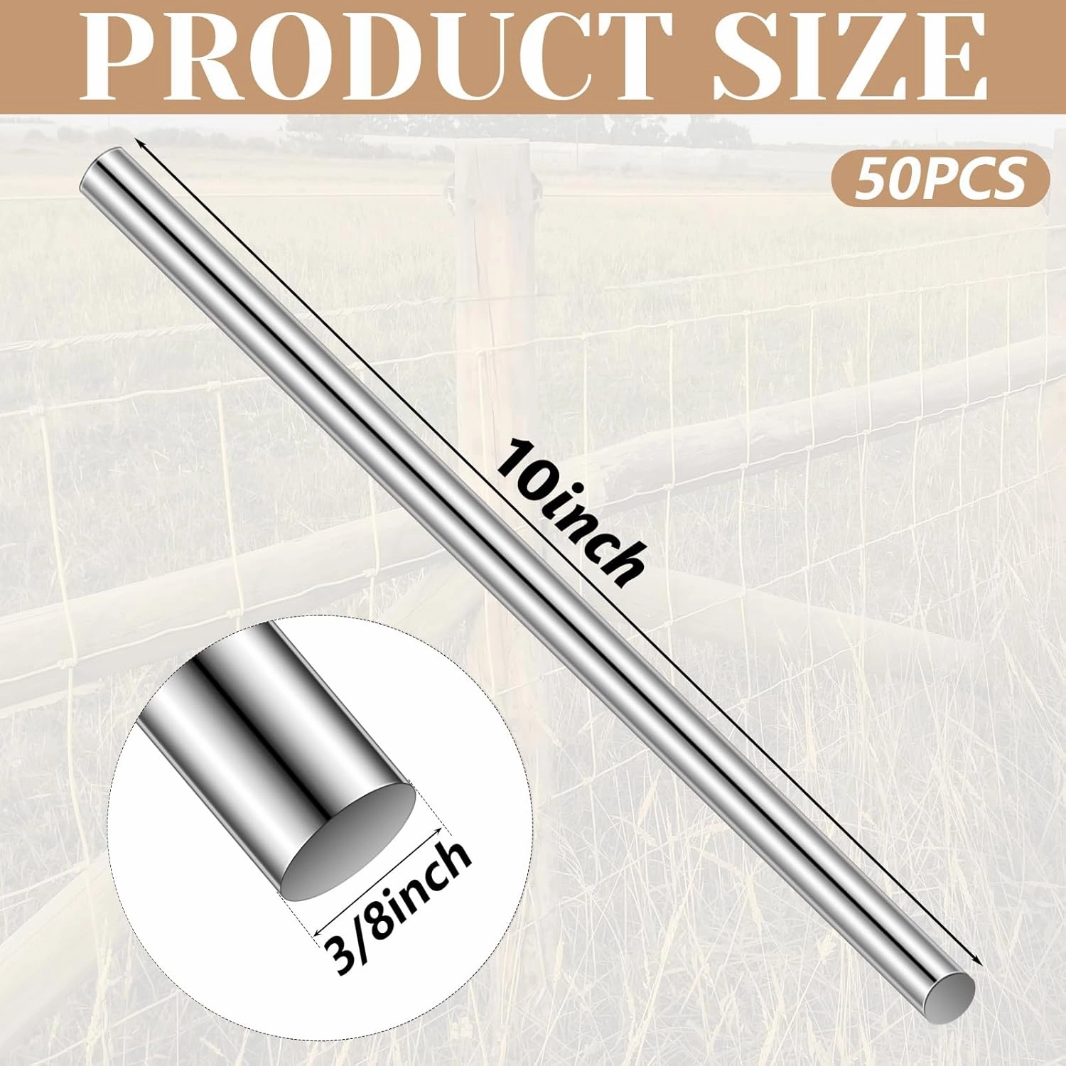50 Pcs 10'' X 3/8 Inch Galvanized Brace Pin Shelf Brackets Pegs for H- Fence Rust-Resistant Plated Brace Pins Fence Post Bracing Tool for Homeowners Farmers Contractors Building Farm