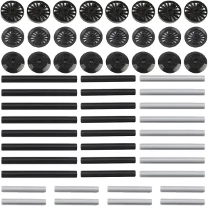 56Pcs DIY Assembly Train Refit Set, Black Train Wheel, Cross Axle Small Particles Building Blocks Set, MOC Bricks Parts Sets for Boys