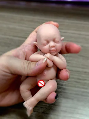 5" Mini Silicone Elf Girl,Realistic Life Reborn Elf Doll,Lifelike Mini Reborn Doll Surprice Children Anti-Stress Relief with Feeding Accessories