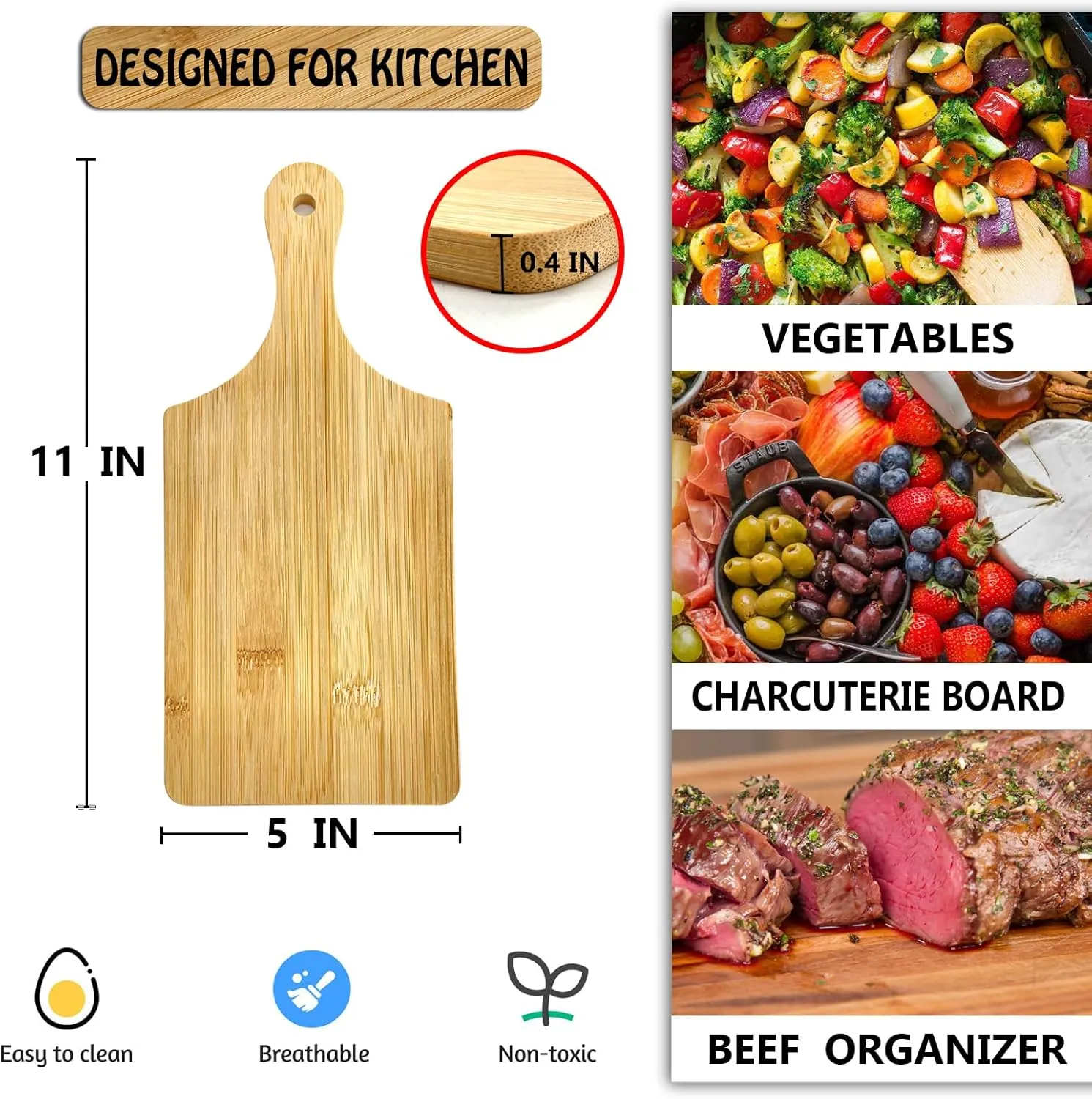 6 Pcs Mini Charcuterie Boards,11x5 In Wood Cutting Board Bulk,Mini Cutting Boards For Crafts With Handle,Laser Engraving Cutting Board Blanks,Unfinished Wood Cutting Board,Cheese Board As Giftware