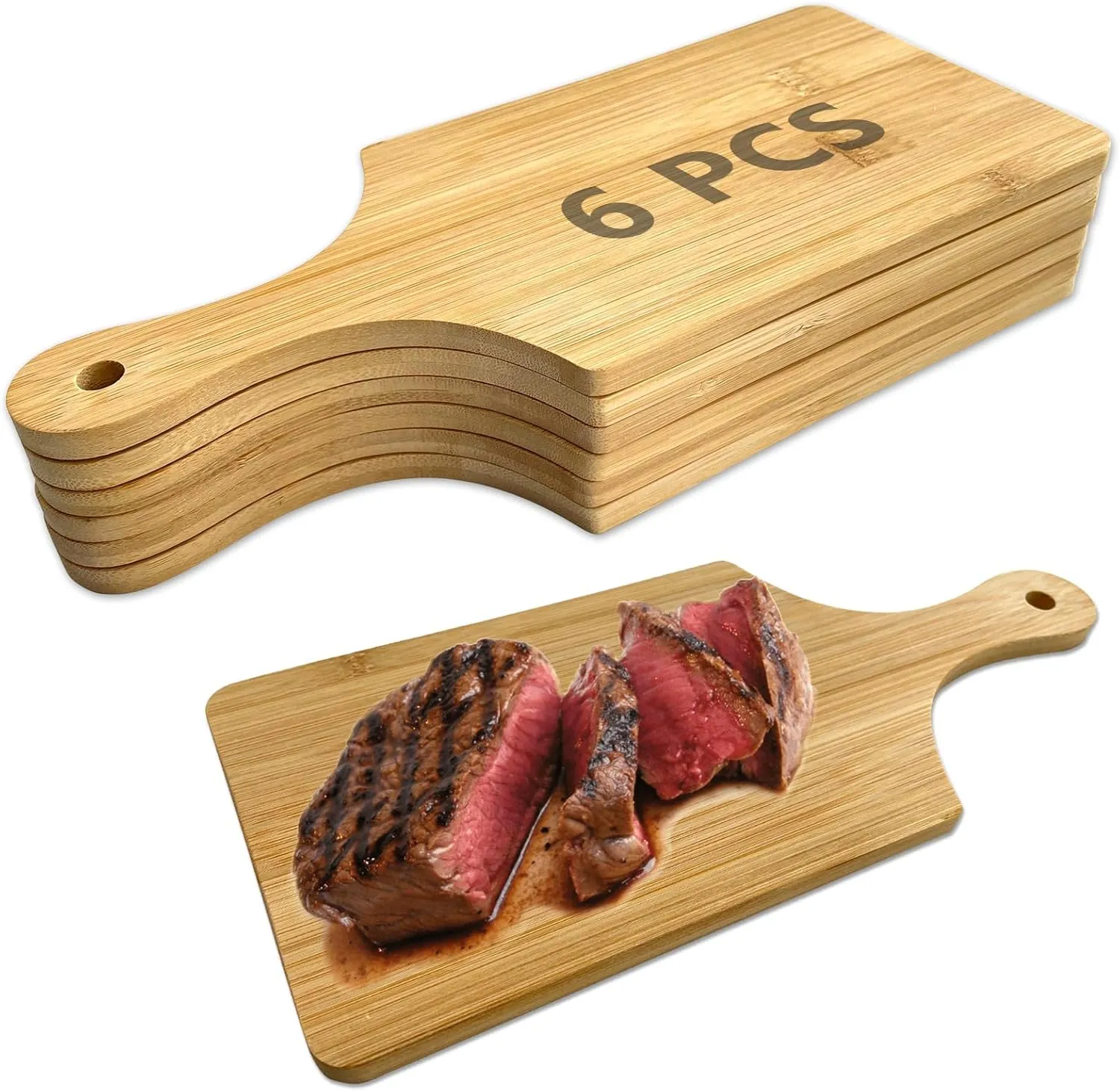 6 Pcs Mini Charcuterie Boards,11x5 In Wood Cutting Board Bulk,Mini Cutting Boards For Crafts With Handle,Laser Engraving Cutting Board Blanks,Unfinished Wood Cutting Board,Cheese Board As Giftware