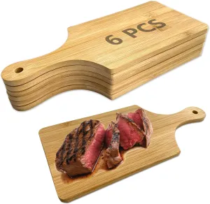 6 Pcs Mini Charcuterie Boards,11x5 In Wood Cutting Board Bulk,Mini Cutting Boards For Crafts With Handle,Laser Engraving Cutting Board Blanks,Unfinished Wood Cutting Board,Cheese Board As Giftware