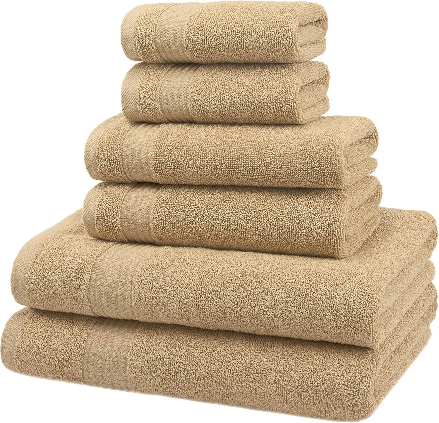 6 Piece Towel Set for Bathroom Clearance Prime, 100% Cotton Turkish Bathroom Towels, 2 Bath Towels 2 Hand Towels 2 Washcloths, Beige