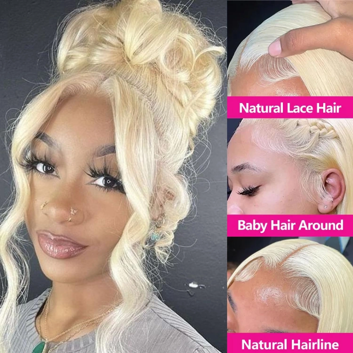 613 Lace Front Wig Human Hair 360 Body Wave Blonde Lace Front Wigs Human Hair Blonde Wig Full Lace Human Hair Wigs 200% Density (36 inch)