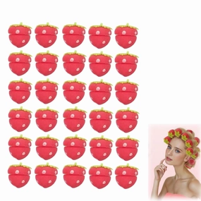 6/12/24pcs Strawberry Heatless Curlers, Strawberry Heatless Curls, Strawberry Foam Rollers, Foam Strawberry Overnight Shape Magic Hair Curls, Sponge Heatless Hair Curler Overnight (30 PCS, one size)