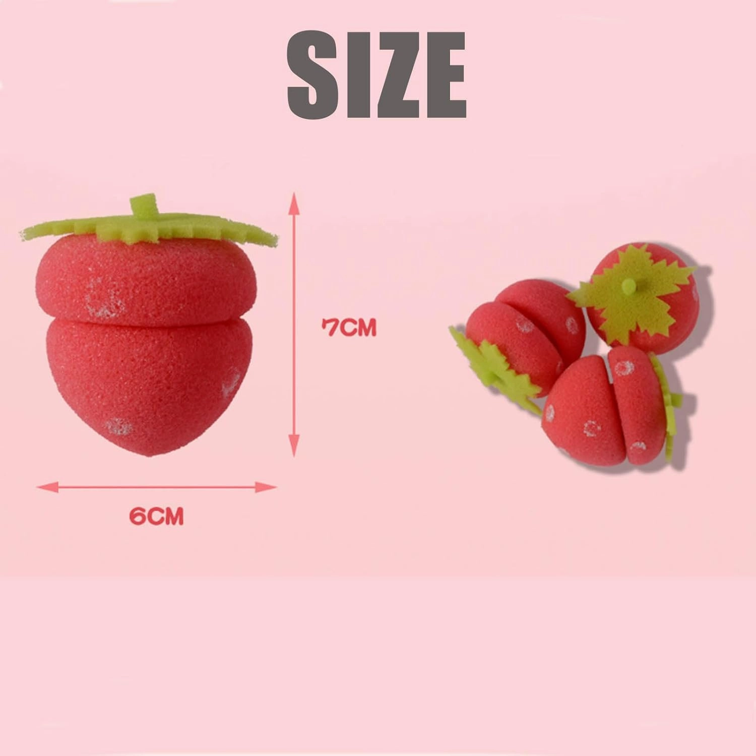 6/12/24pcs Strawberry Heatless Curlers, Strawberry Heatless Curls, Strawberry Foam Rollers, Foam Strawberry Overnight Shape Magic Hair Curls, Sponge Heatless Hair Curler Overnight (30 PCS, one size)