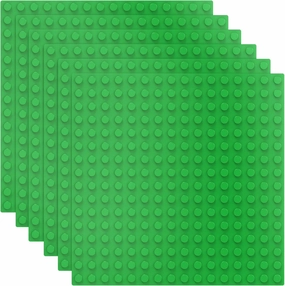 6 Pack Large Building Brick Baseboard in Green, 10 x 10 Inch Baseplates Compatible with DUPLO,MEGA, Baseplate for DIY Play Table or Wall