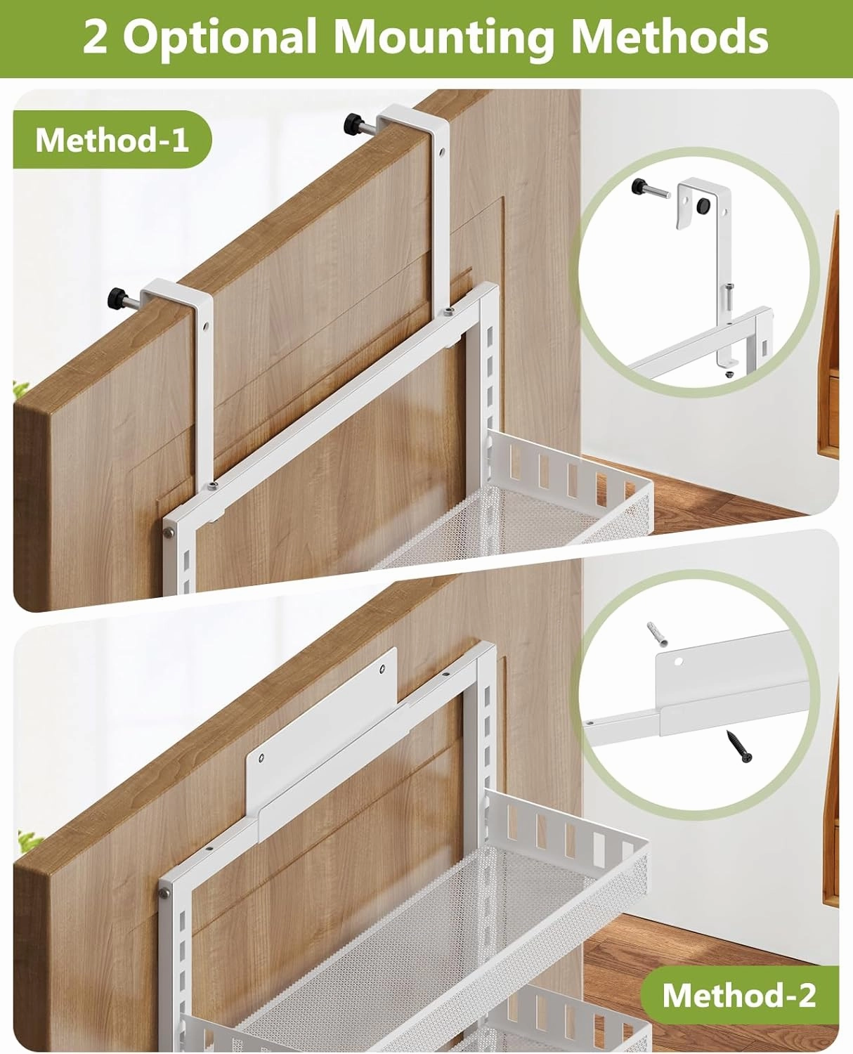 6-Tier Over The Door Pantry Organizer, 2 in 1 Large Door Spice Rack with Adjustable Metal Baskets, Heavy Duty Hanging or Wall Mounted Storage Organizer for Kitchen Pantry and Room Wall