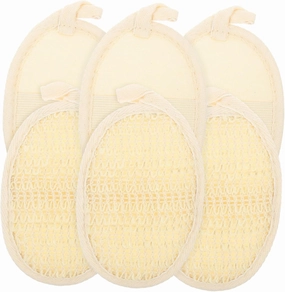 6Pcs Shaped Loofah Pads for Body Scrubbing Soft Exfoliating Shower Sponge Convenient Lanyard Design for Easy Drying and Storage for Makeup Removal and Skin Care