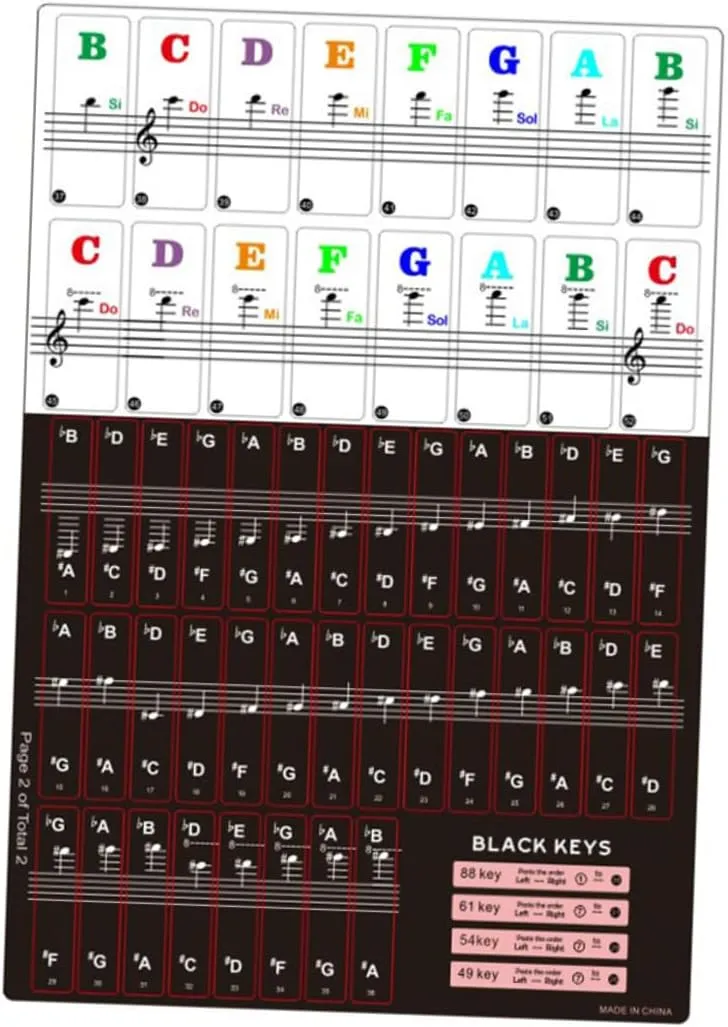 6sets Piano Keyboard Stickers Set Removable Labels for Keyboards Easy to Apply Print for Beginners Material for Learning Piano Set