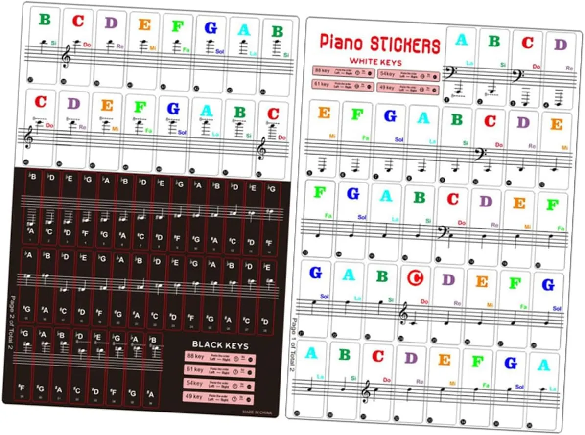 6sets Piano Keyboard Stickers Set Removable Labels for Keyboards Easy to Apply Print for Beginners Material for Learning Piano Set