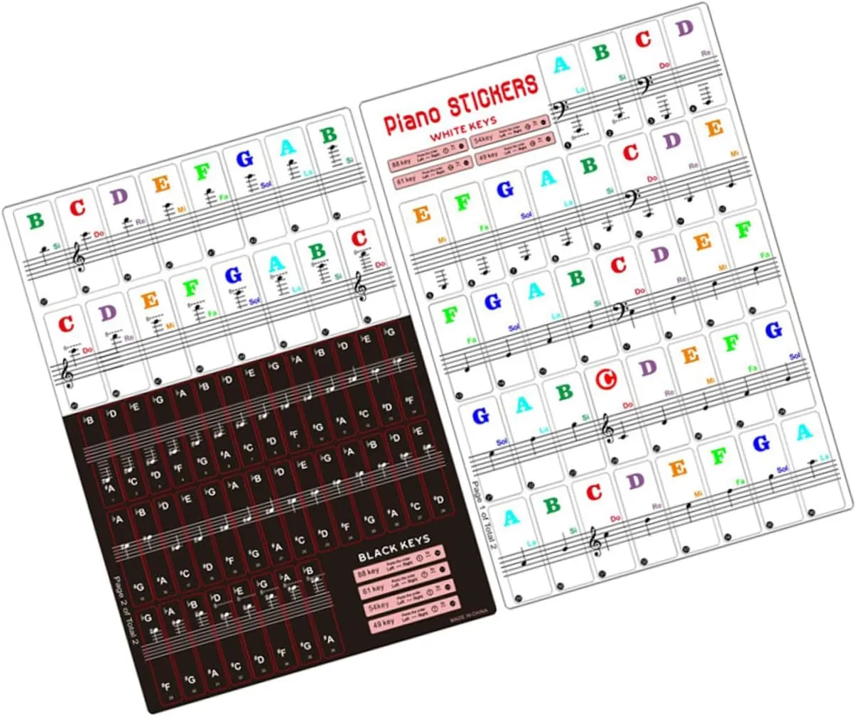 6sets Piano Keyboard Stickers Set Removable Labels for Keyboards Easy to Apply Print for Beginners Material for Learning Piano Set