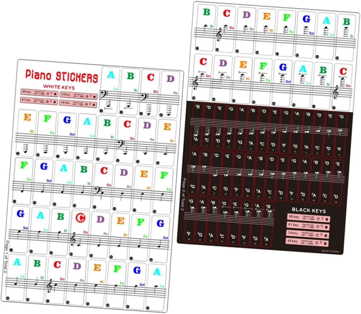 6sets Piano Keyboard Stickers Set Removable Labels for Keyboards Easy to Apply Print for Beginners Material for Learning Piano Set
