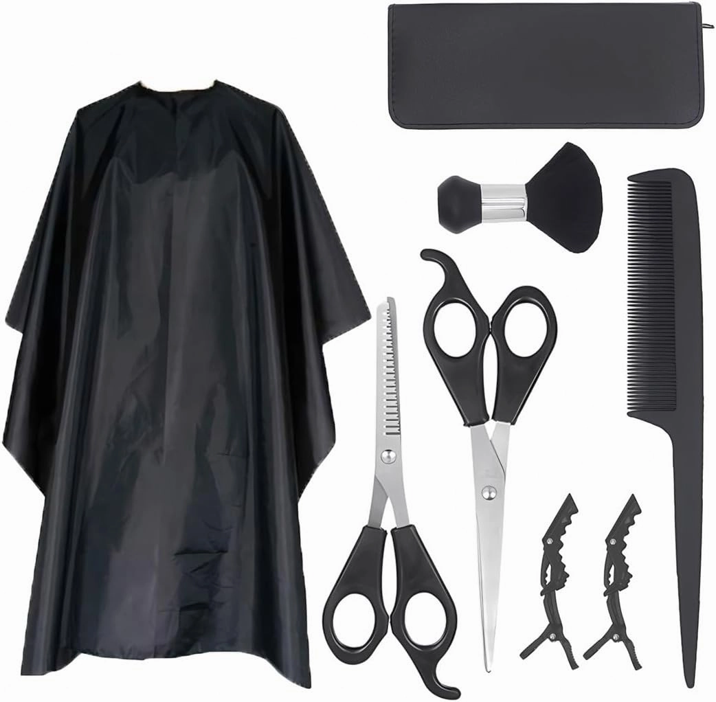 7 Pieces Hair Scissors, Hairdressing Scissors Set, 6.7 Inch Professional Hair Cutting Scissors, Advanced Sharp Hairdressing Cape for Home, Hairdressing Salon, Men and Women