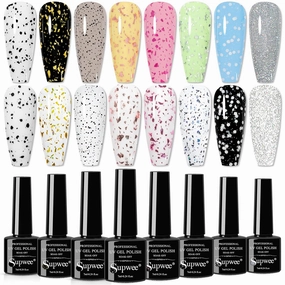 8Colors Glitter Top Coat Gel Silver Gold Sequin Top Coat Eggshell Top Coat Gel Polish Reflective Glitter Top Coat Sparkle Shiny Shimmer No Wipe Gel Top Coat Gel Polish