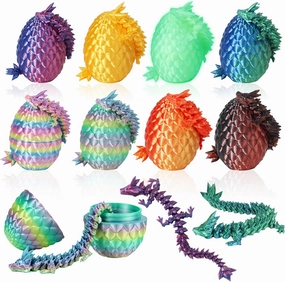 8PCS 3D Printed Dragon Eggs with Dragon Inside, Easter Egg Stuffers, Articulated Dragon Fidget Toy for Teen Boy Kid, Easter Mythical Pieces Dragon in Egg Gifts for Boys