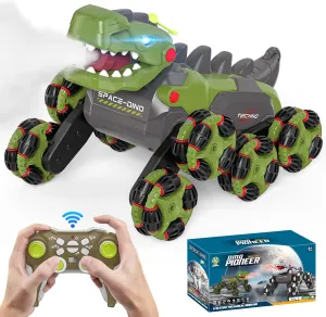 8WD RC Stunt Car Toys for Kids,2.4Ghz Remote Control Dinosaur toys 360° Rotating Changeable RC Stunt Dinosaur Remote Control Dinosaur Car Toys with Spray Lights, Birthday Gifts for Boys Girls Kids