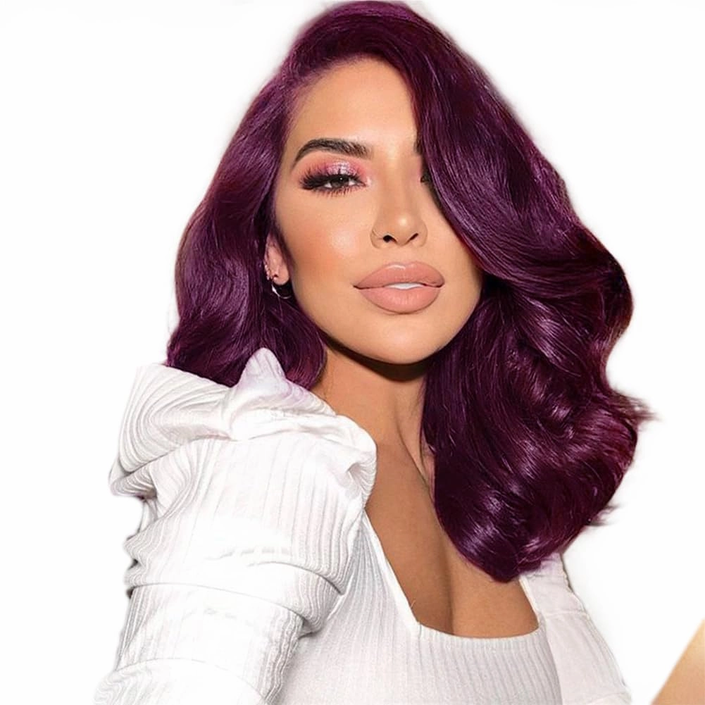 99J Burgundy Body Wave Bob Wig Human Hair 13x4 Frontal Lace Wig 180% Density HD Lace Front Wigs Human Hair Pre Plucked Bleached Knots Glueless Wine Red Bob Wigs for Women Human Hair 12 Inch