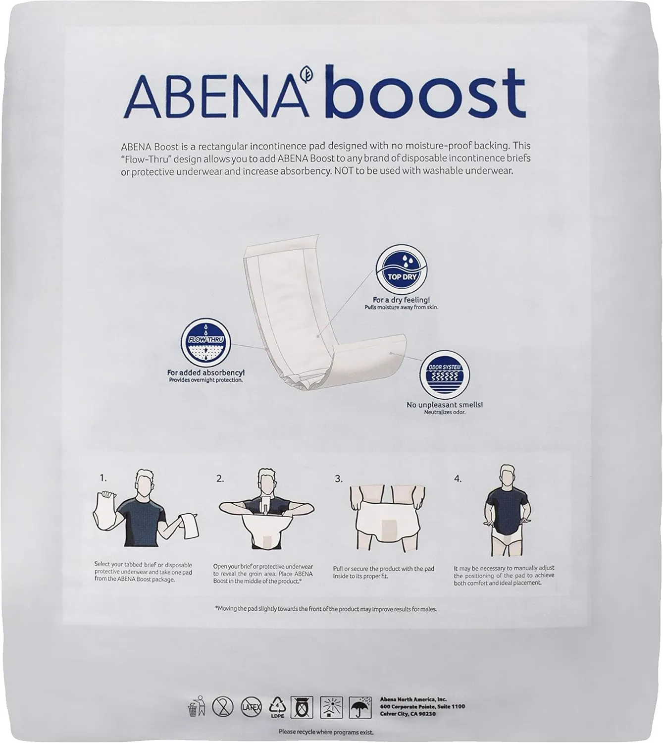 Abena BOOST Fluff Incontinence Pads - No Barrier/Flow-Through, (Sizes Normal To Extra Large) Extra Large, 120 Count