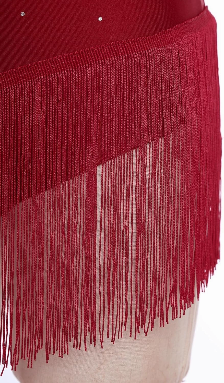 ACSUSS Womens Tassel Latin Dance Leotard Bodysuit Sleeveless Fringe Tango Samba Cha-cha Competition Costume