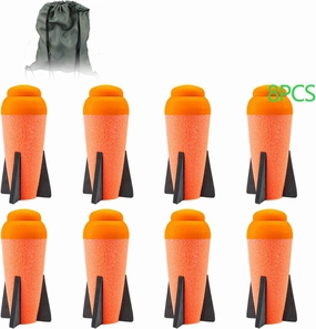 Aevdor Mega Missile Refill for Nerf N-Strike Elite Series, 8 Packs, Compatible Darts Foam Rockets Bullets for Nerf Blaster Gun (Orange)