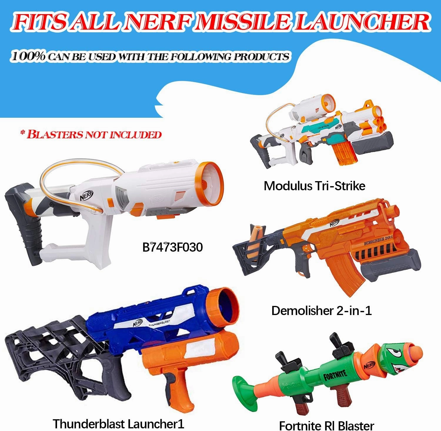 Aevdor Mega Missile Refill for Nerf N-Strike Elite Series, 8 Packs, Compatible Darts Foam Rockets Bullets for Nerf Blaster Gun (Orange)