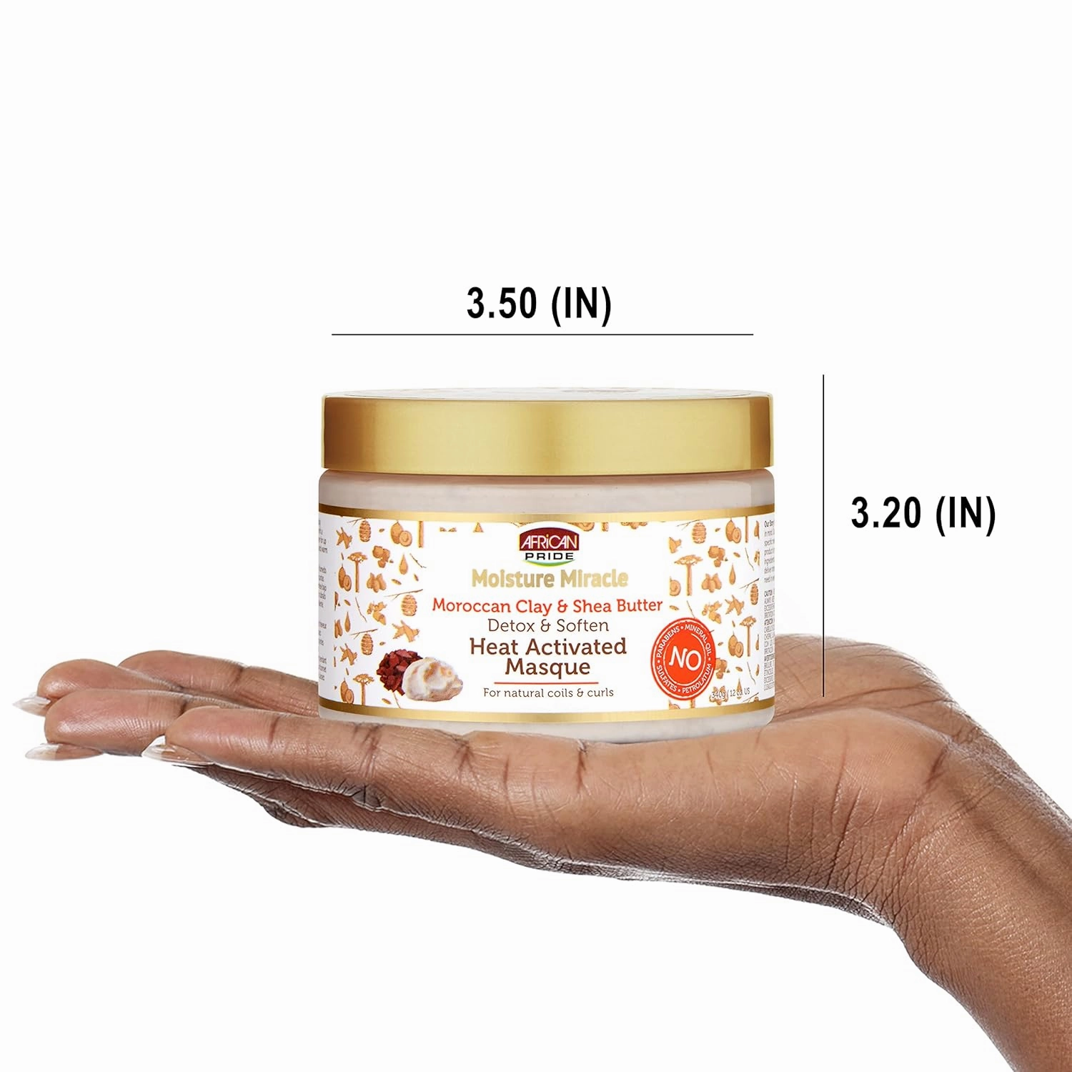 African Pride Moisture Miracle Moroccan Clay & Shea Butter Heat Activated Masque - For Natural Coils & Curls, Detoxes & Softens, Removes Impurities & Product Build-Up from Hair 12 oz (3 Pack)