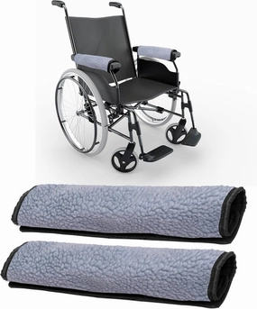 AHIER Wheelchair Armrest Pads, 2PCS Sheepskin Fleece Wheelchair Armrest Covers, Non Slip Arm Rest Cover Cushion pad for Wheelchairs (Blue)