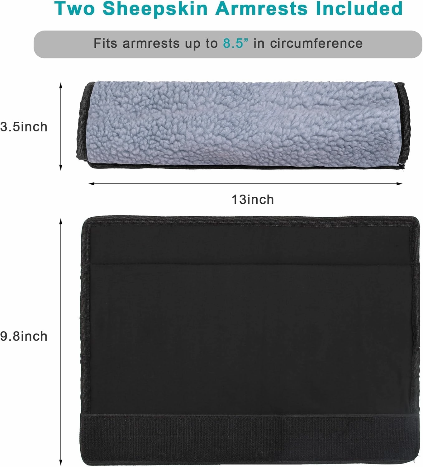 AHIER Wheelchair Armrest Pads, 2PCS Sheepskin Fleece Wheelchair Armrest Covers, Non Slip Arm Rest Cover Cushion pad for Wheelchairs (Blue)
