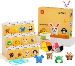 Air Dry Clay Kit for Kids, Modeling DIY Magic Clay, Creative Art Children Gift, Sculpting Tools, Super Soft and Light Foam, Individual Box, Safe Craft Toy for Boys Girls -Pets Group
