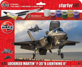 Airfix Model Airplane Kit Starter Set - A55010 Lockheed Martin F-35B Lightning II, Plastic Plane Model Kits for Adults & Kids 14 , Skill Level 1, 1:72 Scale WW2 Military Aircraft Models