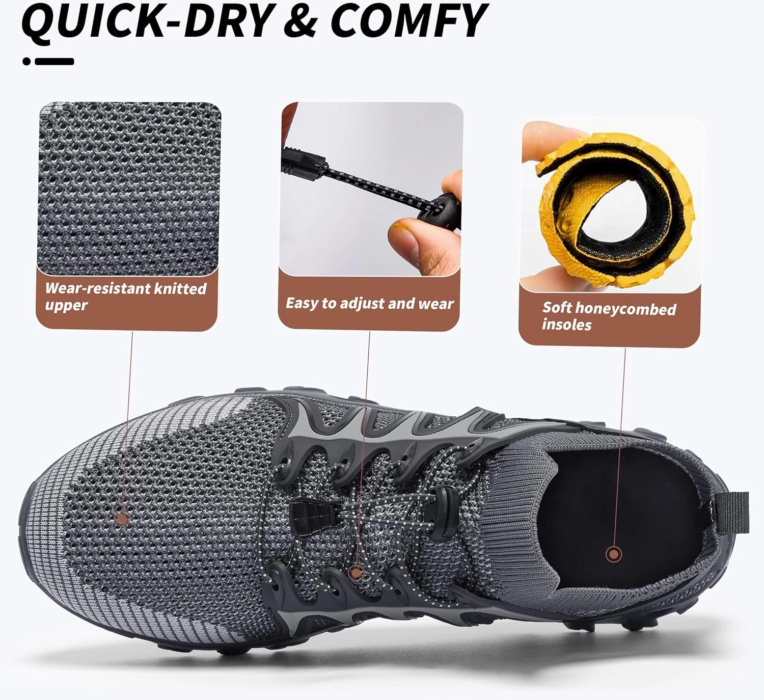 Alibress Water Shoes for Women Men Quick-Dry Aqua Shoes Men's Hiking Water Shoes Women's Beach Shoes Lightweight Water Sports Shoes for Swimming Fishing Kayaking