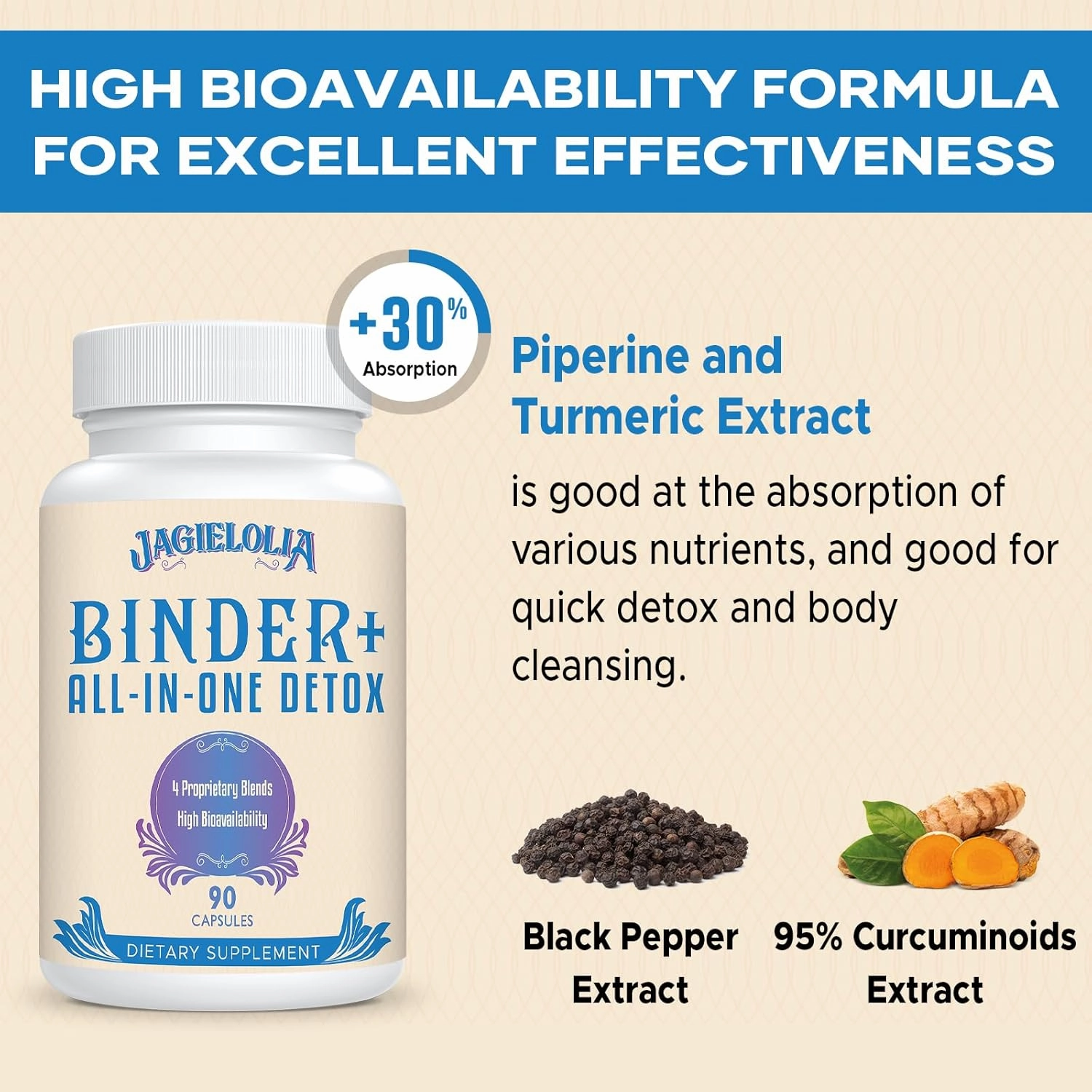 All-in-One Detox Binder Supplement 1500 MG - High Bioavailability, Liver Gut Detox Cleanse with Activated Charcoal, Zeolite & Bentonite Clay for Toxins, Liver, Digestive, 90 Vegan Capsules