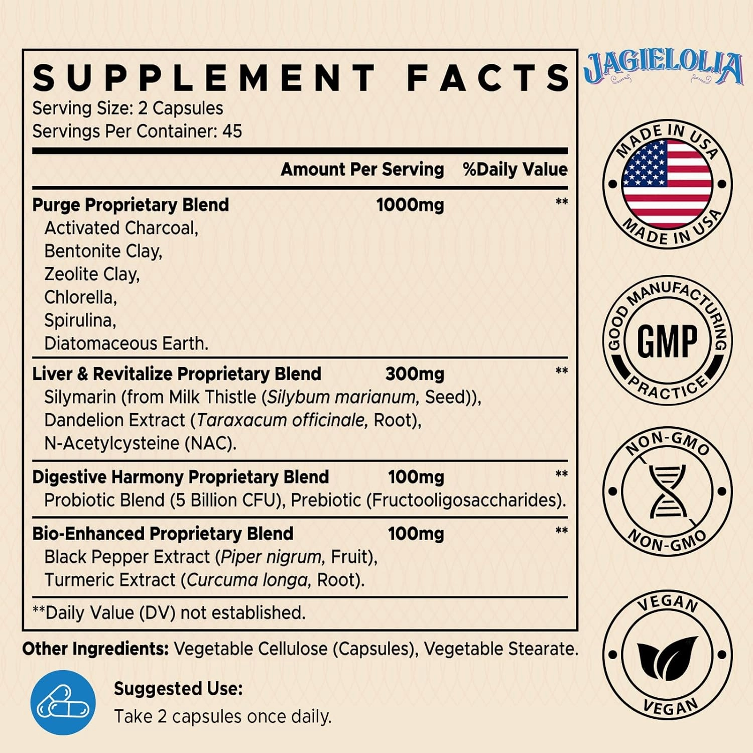 All-in-One Detox Binder Supplement 1500 MG - High Bioavailability, Liver Gut Detox Cleanse with Activated Charcoal, Zeolite & Bentonite Clay for Toxins, Liver, Digestive, 90 Vegan Capsules