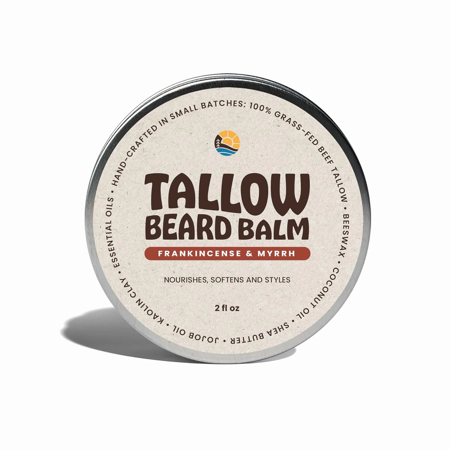 All-Natural Tallow Beard Balm – Shape, Smooth & Define – Certified Organic, Zero Toxins – Non-Greasy Formula, Perfect for Everyday Use – 2oz