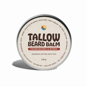 All-Natural Tallow Beard Balm – Shape, Smooth & Define – Certified Organic, Zero Toxins – Non-Greasy Formula, Perfect for Everyday Use – 2oz