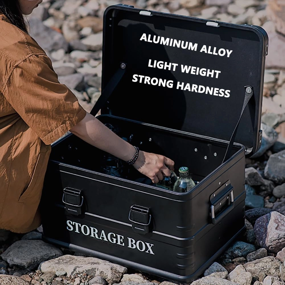 Aluminum Alloy Camping Storage Box, Outdoor Picnic Equipment Cookware Organizer, Trunk Fishing Sundries Organizer, Household Clothes Toy Organizer