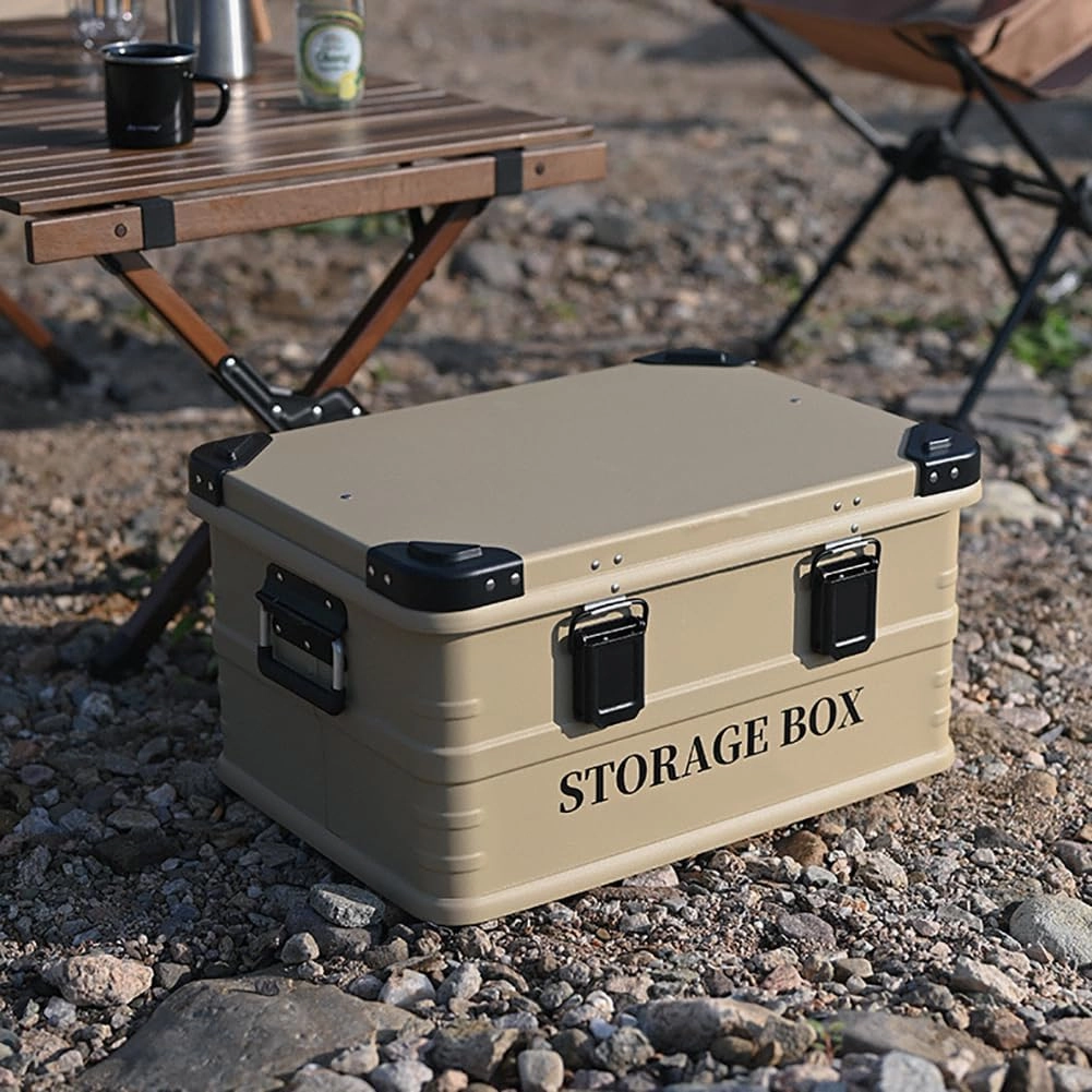 Aluminum Alloy Camping Storage Box, Outdoor Picnic Equipment Cookware Organizer, Trunk Fishing Sundries Organizer, Household Clothes Toy Organizer
