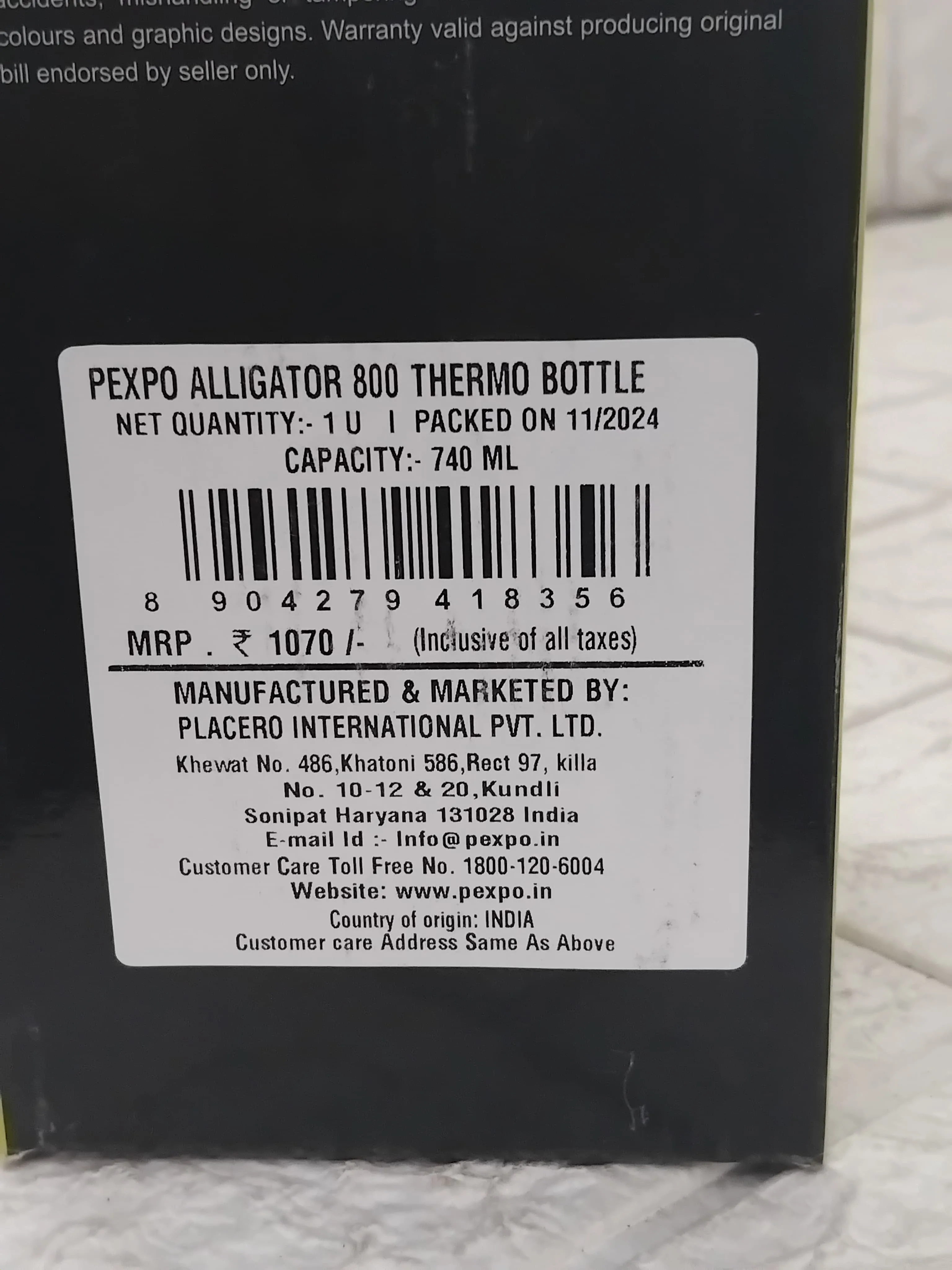 AM3794 Pexpo Alligatore Stainless Steel Water Bottle 800 (Multicolour)