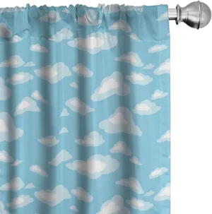 Ambesonne Blue and White Curtains, Cartoon Sky with Fluffy Clouds Clear Day Pattern, Window Treatments 2 Panel Set for Living Room Bedroom, Pair of - 28" x 63", Baby Blue